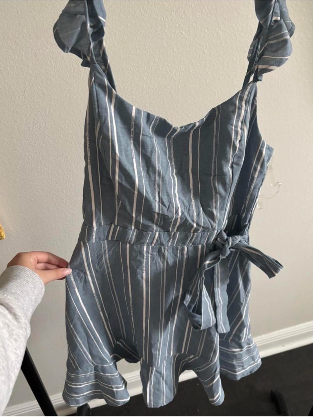 Blue and white mini dress